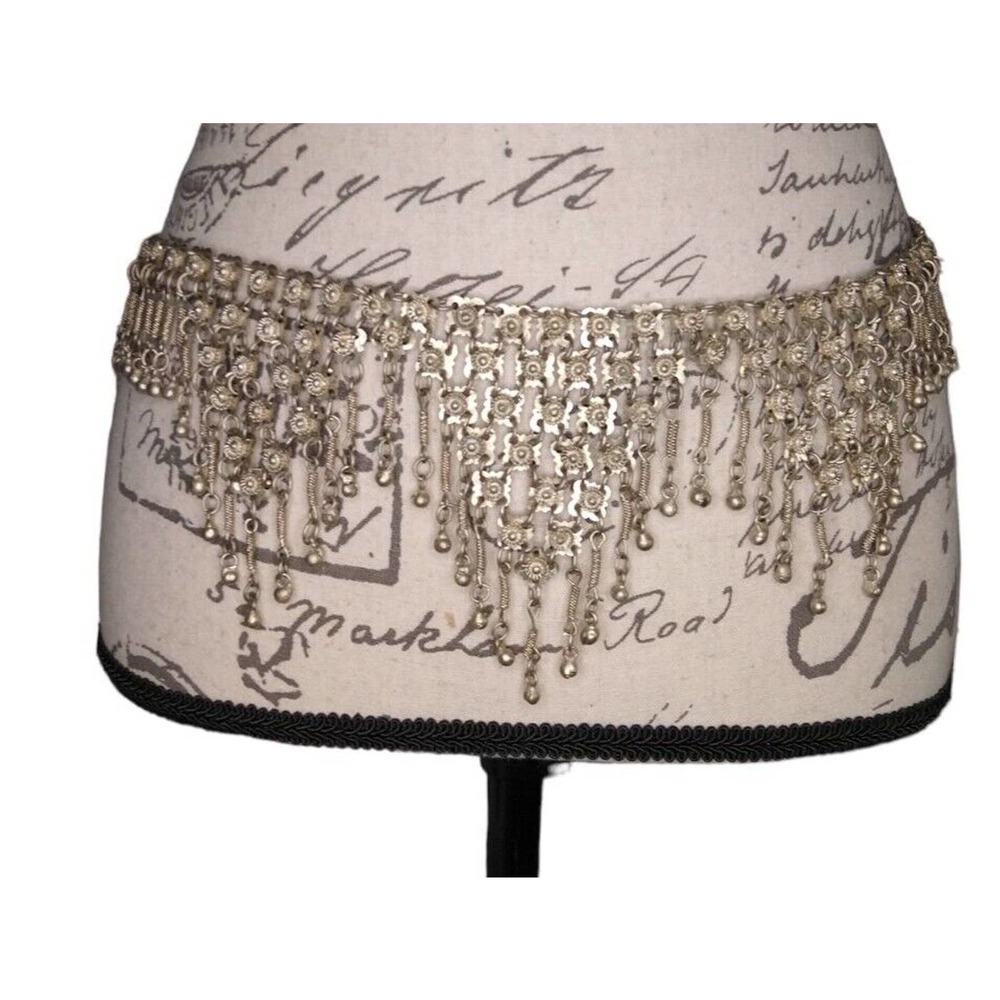 Vintage Chain Mail Belly Dancer Waist Hip Belt Silver Tone Metal Accessories - Picture 2 of 3